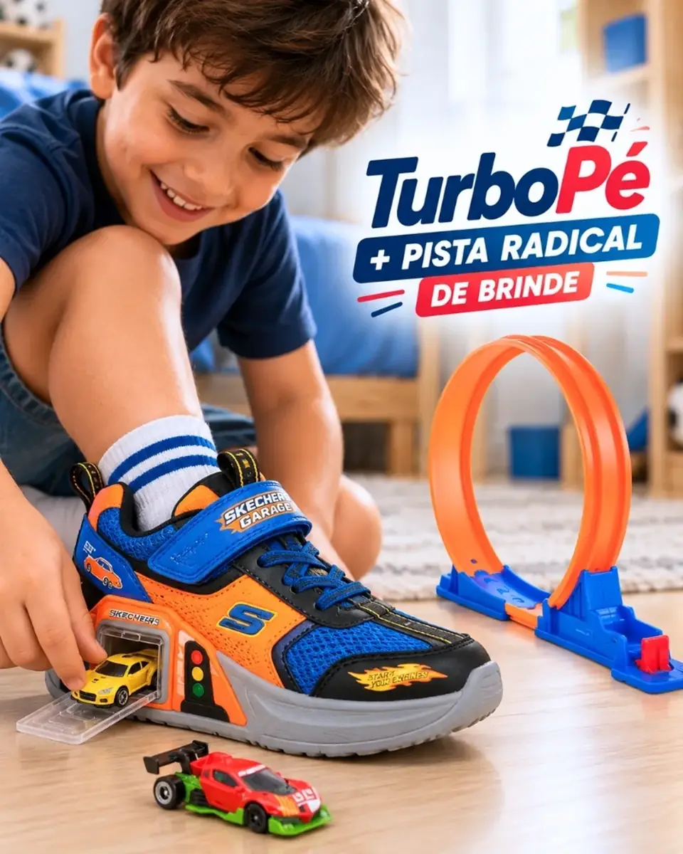 TurboPé© – Tênis com Garagem de Carrinho + Pista Radical