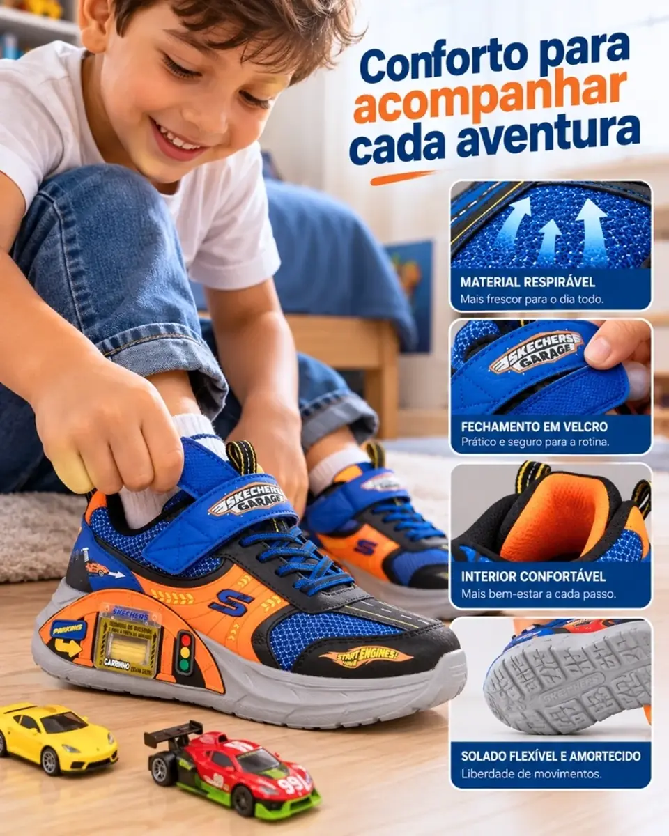 TurboPé© – Tênis com Garagem de Carrinho + Pista Radical
