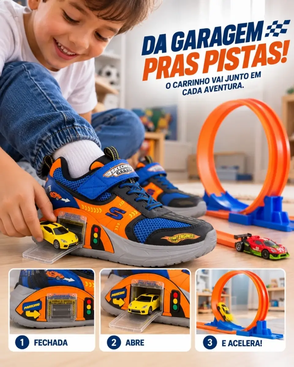 TurboPé© – Tênis com Garagem de Carrinho + Pista Radical