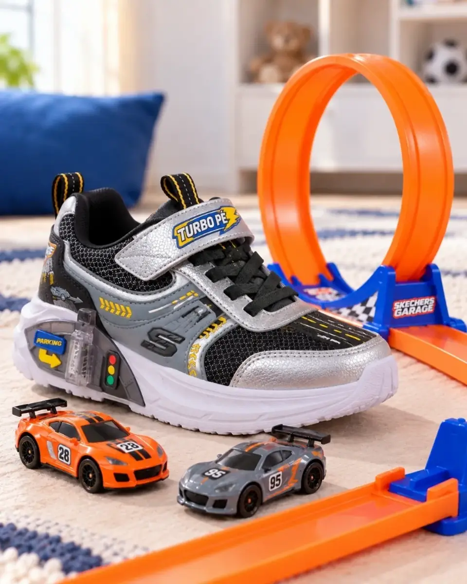 TurboPé© – Tênis com Garagem de Carrinho + Pista Radical